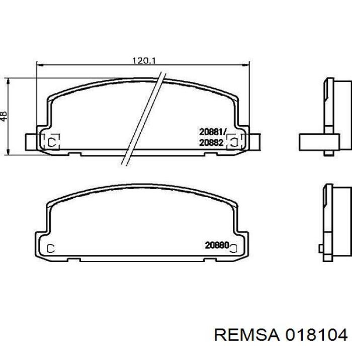 Колодки гальмівні передні, дискові 018104 Remsa