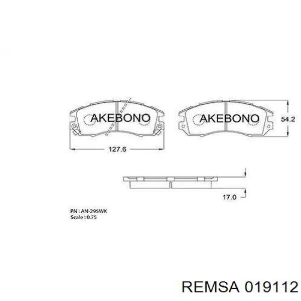 Купити 019112 Remsa Колодки гальмівні передні, дискові