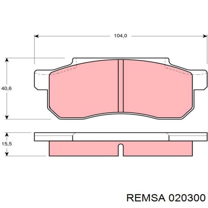 Колодки гальмівні передні, дискові 020300 Remsa