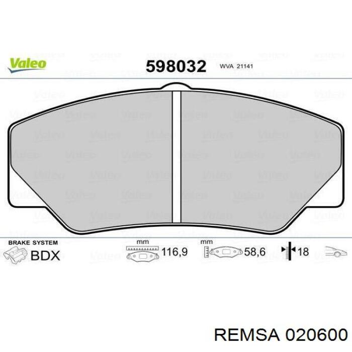 Купити 020600 Remsa Колодки гальмівні передні, дискові