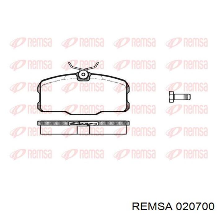 Колодки гальмівні передні, дискові 020700 Remsa