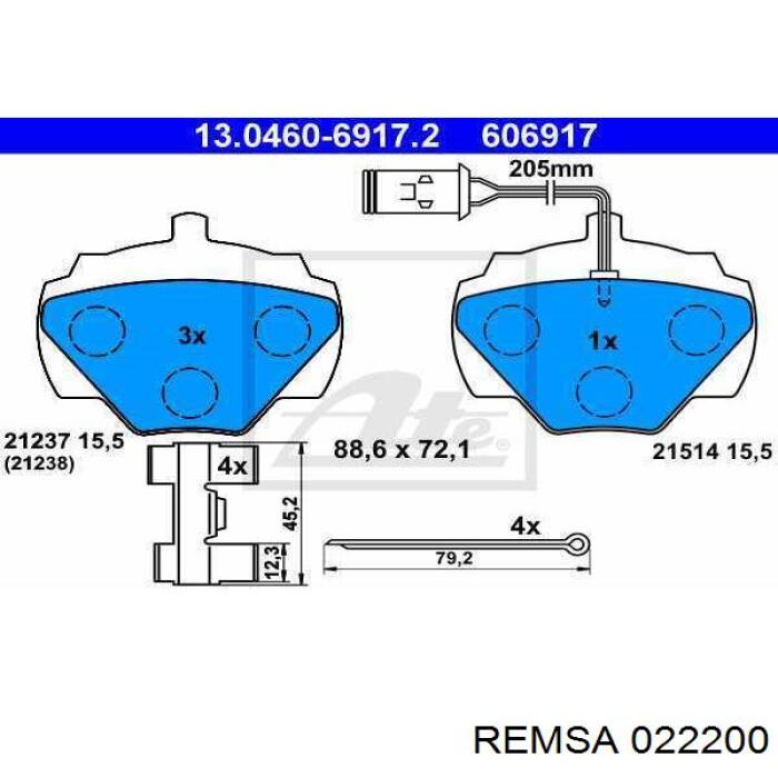 Задні гальмівні колодки Remsa 022200 ціна, від 23.16 USD