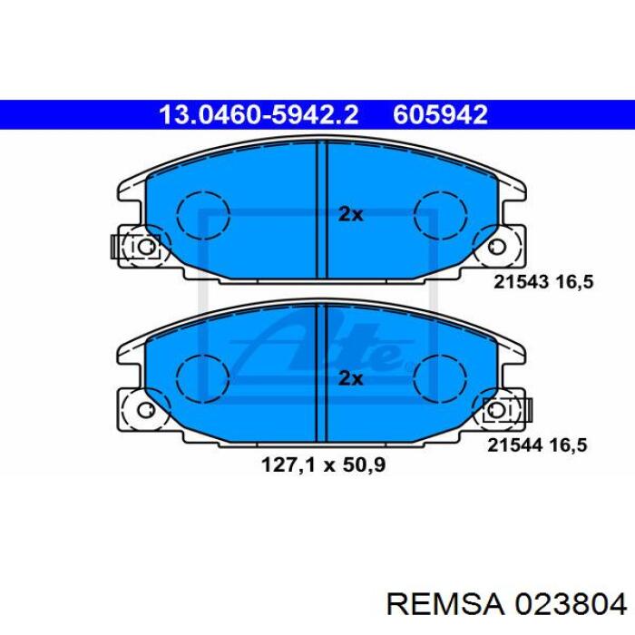 Гальмівні колодки Remsa 023804 ціна, від 23.04 USD