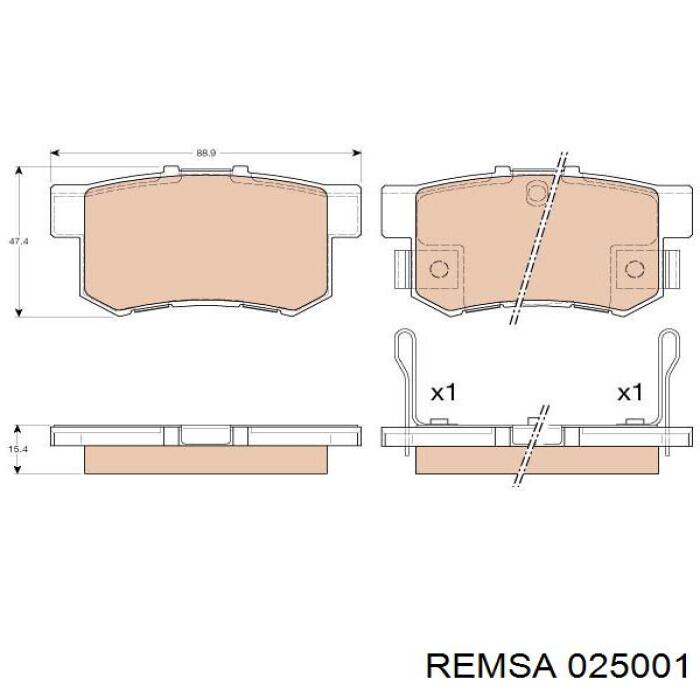 Колодки гальмівні передні, дискові 025001 Remsa