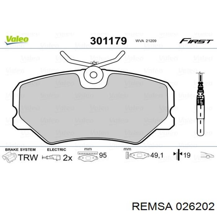 Передні тормозні колодки 026202 Remsa