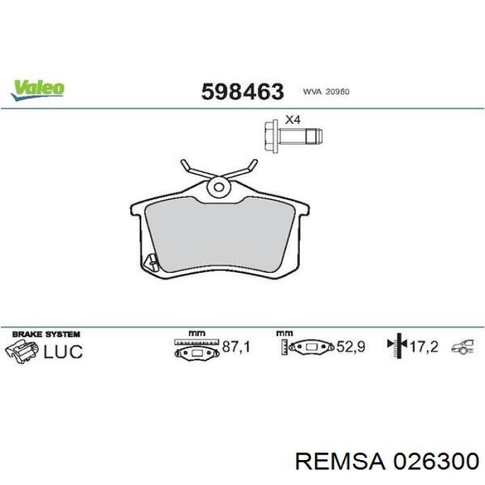 Купити 026300 Remsa Задні колодки
