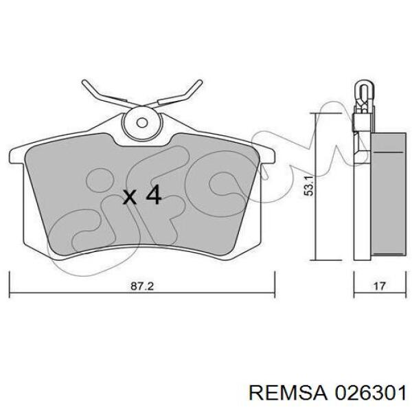 Задні гальмівні колодки Remsa 026301 ціна, від 21.10 USD
