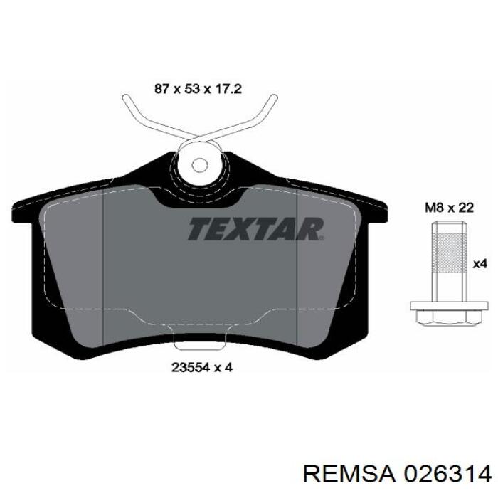 Задні гальмівні колодки Remsa 026314 ціна, від 14.26 USD
