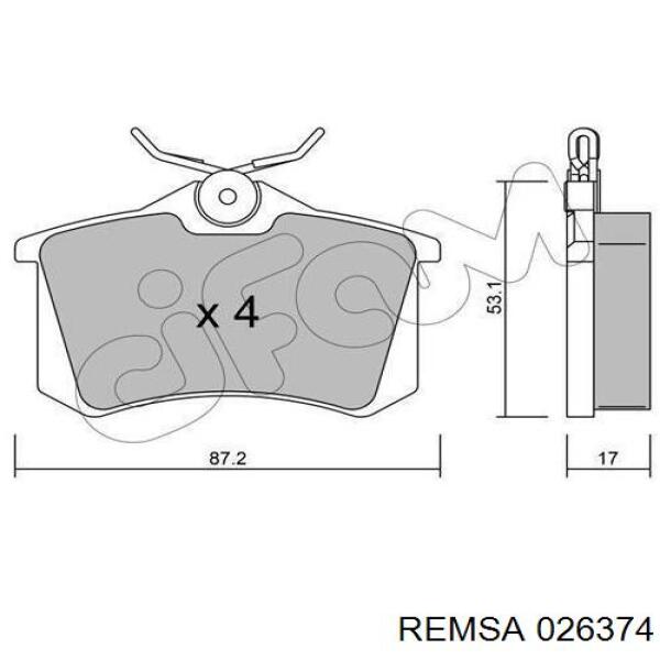 Купити 026374 Remsa Задні колодки