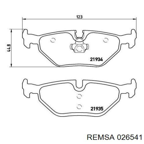 Колодки гальмові задні, дискові 026541 Remsa