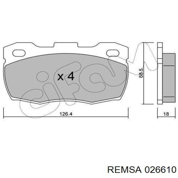 Колодки гальмівні передні, дискові 026610 Remsa