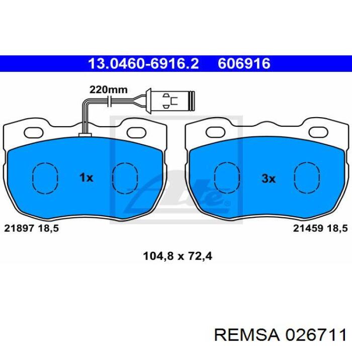 Передні тормозні колодки 026711 Remsa