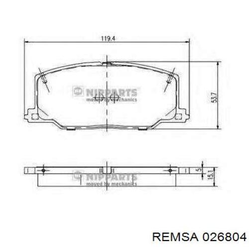 026804 Remsa Передні гальмівні колодки