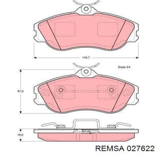 Купити 027622 Remsa Колодки гальмівні передні, дискові