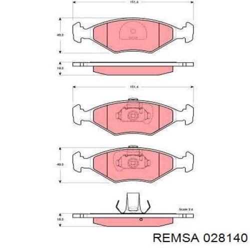 Колодки гальмівні передні, дискові 028140 Remsa