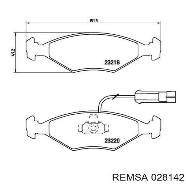 Колодки гальмівні передні, дискові 028142 Remsa