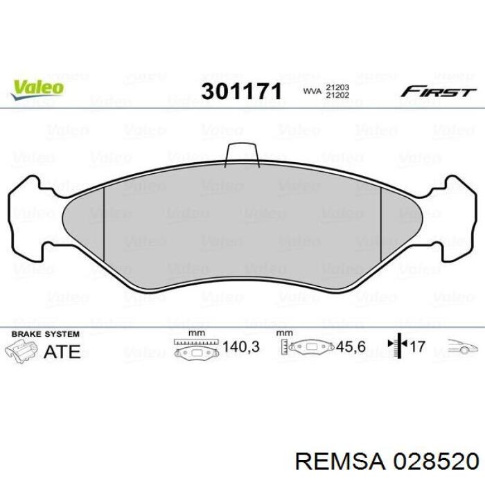Гальмівні колодки Remsa 028520 ціна, від 15.22 USD