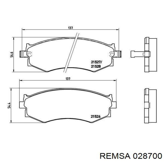 Передні тормозні колодки 028700 Remsa
