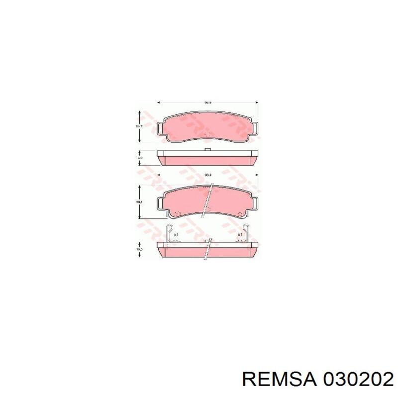 030202 Remsa колодки гальмові задні, дискові