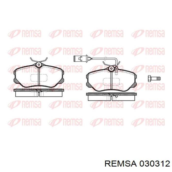 Колодки гальмівні передні, дискові 030312 Remsa