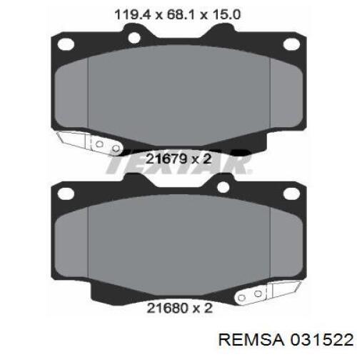 Колодки гальмівні передні, дискові 031522 Remsa