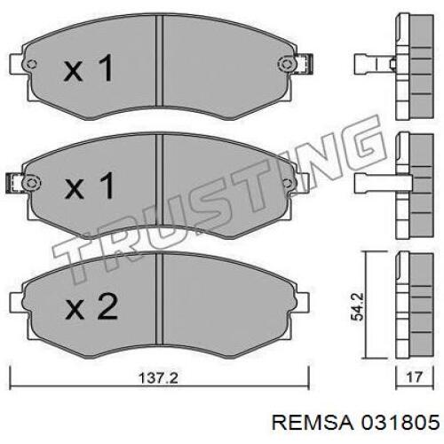 031805 Remsa колодки гальмівні передні, дискові