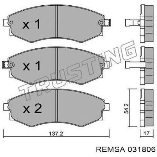 031806 Remsa колодки гальмівні передні, дискові