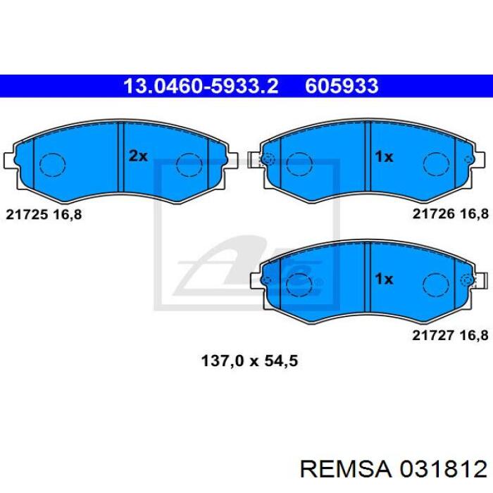 Гальмівні колодки Remsa 031812 ціна, від 17.26 USD