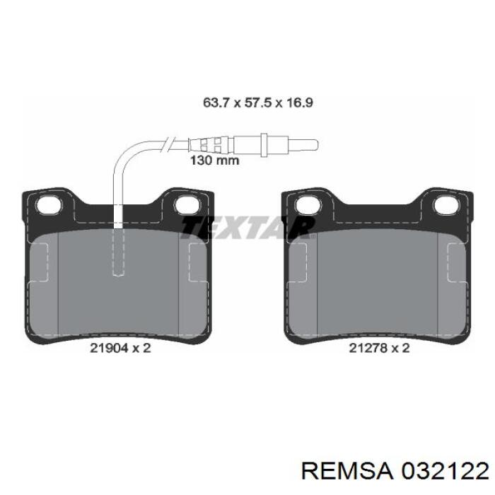 Купити 032122 Remsa Задні колодки