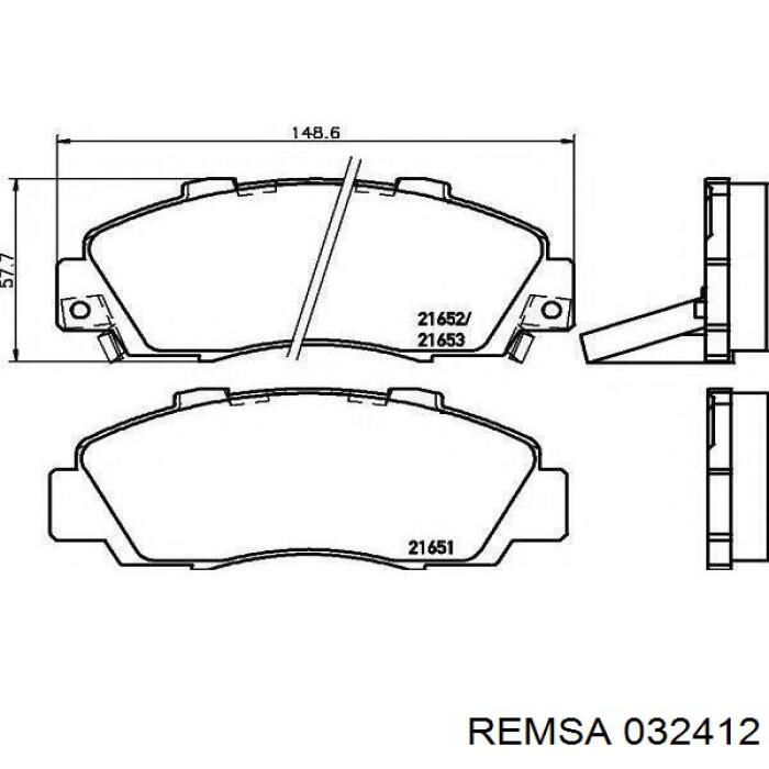 Передні тормозні колодки 032412 Remsa