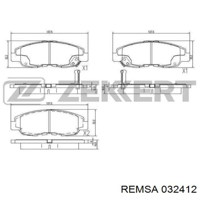 Гальмівні колодки Remsa 032412 ціна, від 22.30 USD
