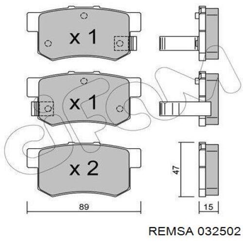 Задні гальмівні колодки 032502 Remsa
