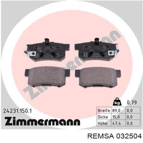 Задні дискові колодки Remsa 032504