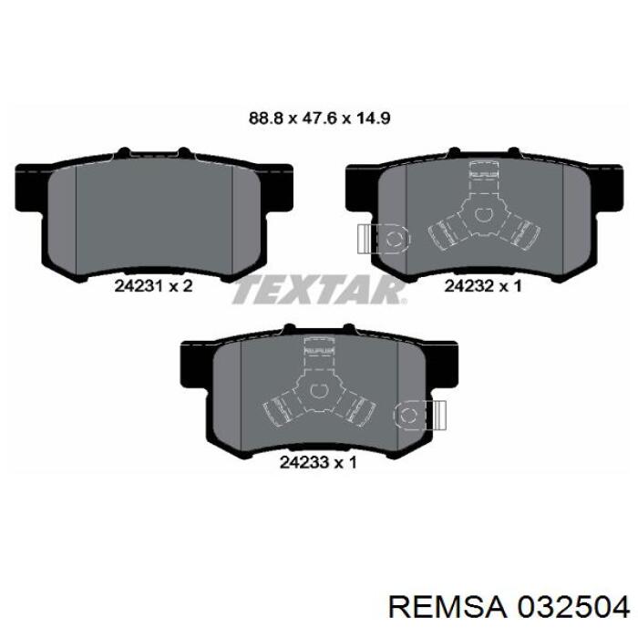 Колодки гальмові задні, дискові 032504 Remsa