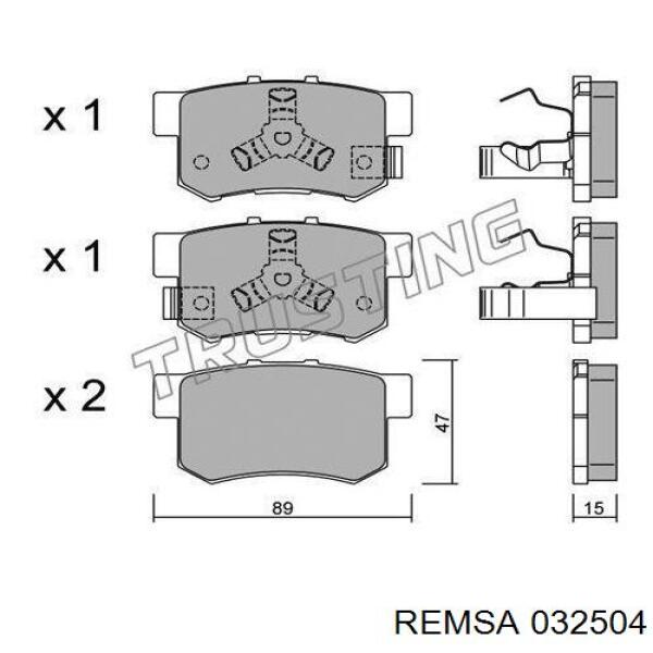 Купити 032504 Remsa Задні колодки