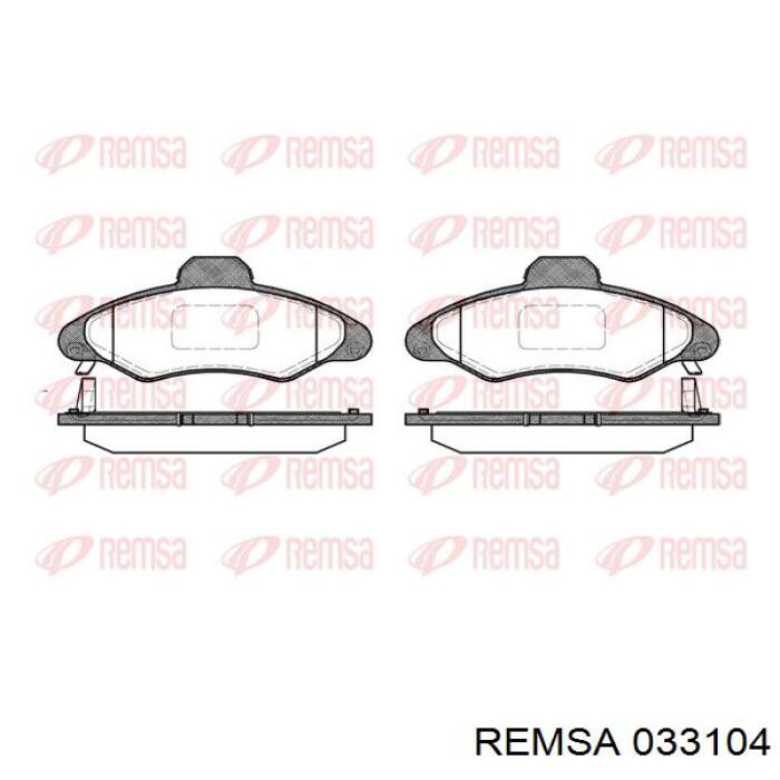Колодки гальмівні передні, дискові 033104 Remsa