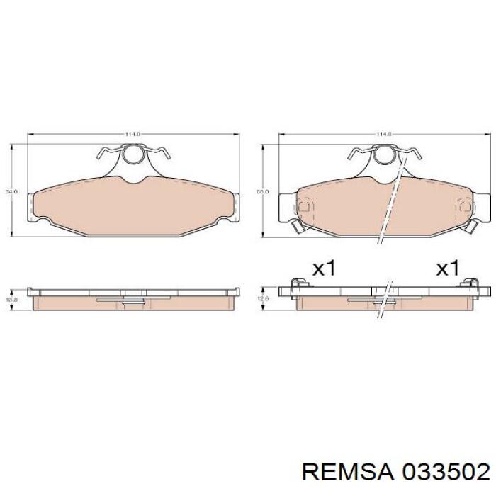 Колодки гальмові задні, дискові 033502 Remsa