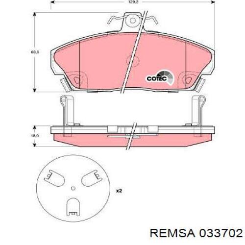 Передні тормозні колодки 033702 Remsa