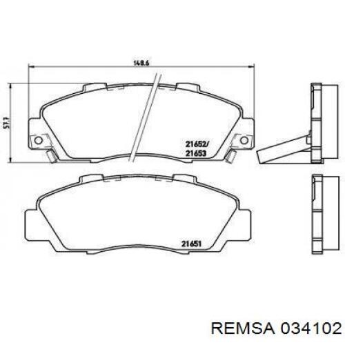 Передні тормозні колодки 034102 Remsa