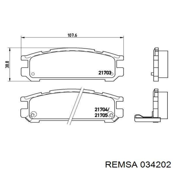 Задні гальмівні колодки Remsa 034202 ціна, від 15.32 USD