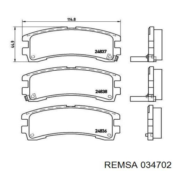 Колодки гальмові задні, дискові 034702 Remsa