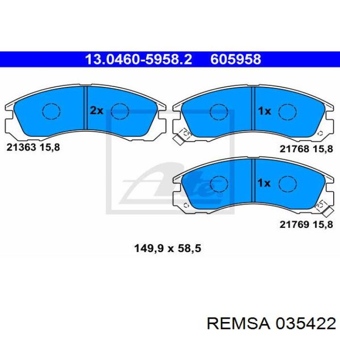 Передні тормозні колодки 035422 Remsa
