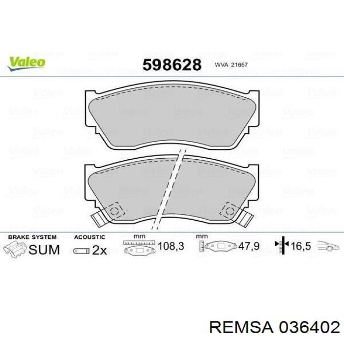 Гальмівні колодки Remsa 036402 ціна, від 16.51 USD