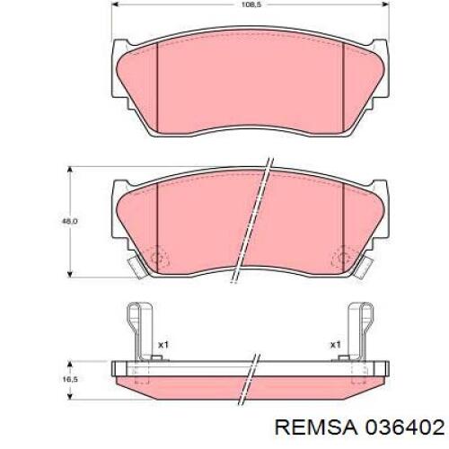 Купити 036402 Remsa Колодки гальмівні передні, дискові