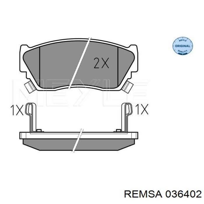 Передні тормозні колодки 036402 Remsa
