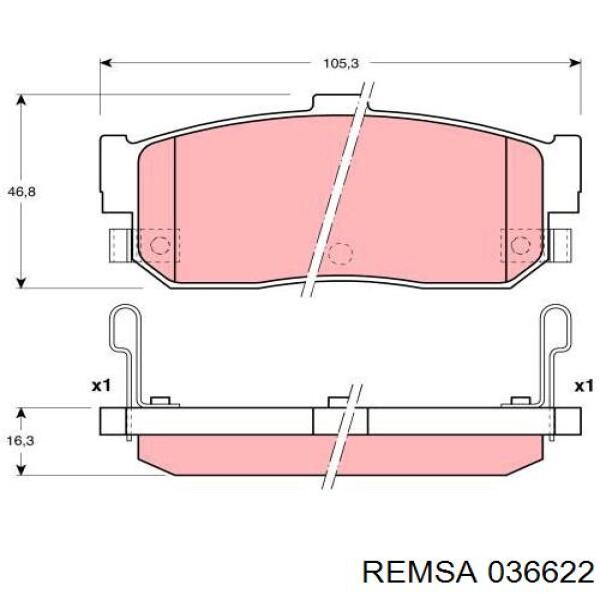 Задні гальмівні колодки 036622 Remsa