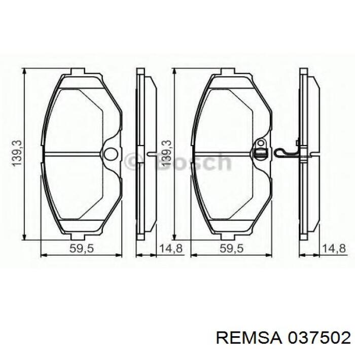 Купити 037502 Remsa Колодки гальмівні передні, дискові
