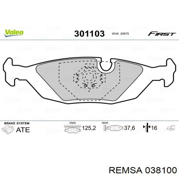 Задні дискові колодки Remsa 038100