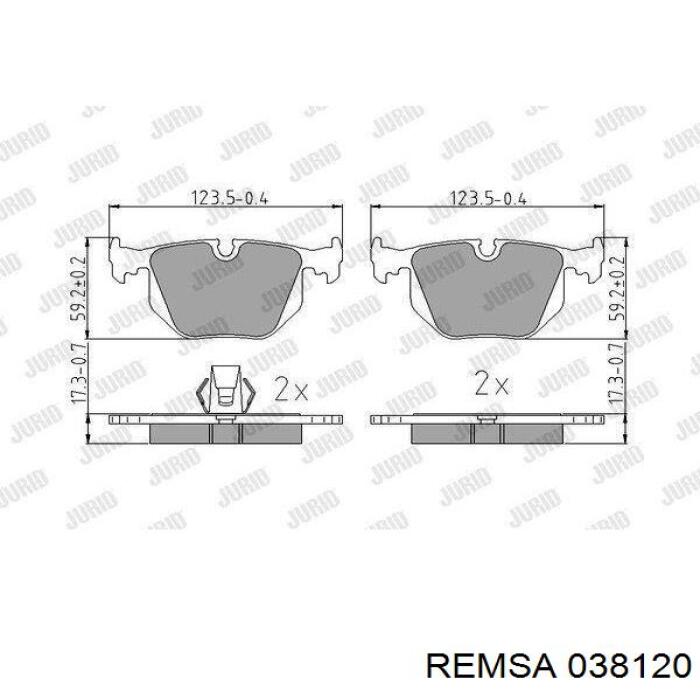 Купити 038120 Remsa Задні колодки