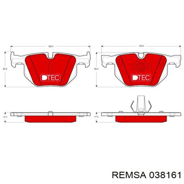 Колодки гальмові задні, дискові 038161 Remsa